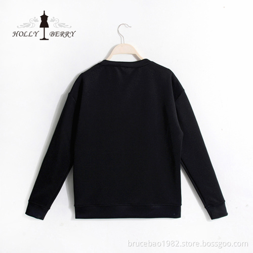 Sweatshirt Women Velour Black Red Anti-wrinkle Autumn Women Crewneck Sweatshirt